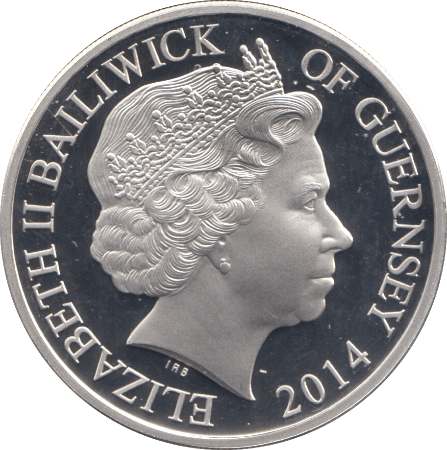 2014 SILVER PROOF SALUTING ARMED FORCES FIVE POUNDS GUERNSEY - SILVER WORLD COINS - Cambridgeshire Coins