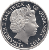 2014 SILVER PROOF SALUTING ARMED FORCES FIVE POUNDS GUERNSEY - SILVER WORLD COINS - Cambridgeshire Coins