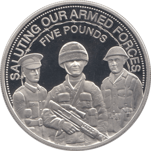 2014 SILVER PROOF SALUTING ARMED FORCES FIVE POUNDS GUERNSEY - SILVER WORLD COINS - Cambridgeshire Coins