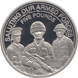 2014 SILVER PROOF SALUTING ARMED FORCES FIVE POUNDS GUERNSEY - SILVER WORLD COINS - Cambridgeshire Coins