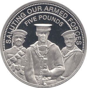 2014 SILVER PROOF SALUTING ARMED FORCES FIVE POUNDS GUERNSEY - SILVER WORLD COINS - Cambridgeshire Coins