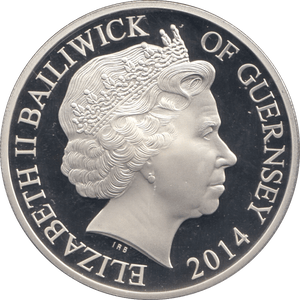 2014 SILVER PROOF SALUTING ARMED FORCES FIVE POUNDS GUERNSEY - SILVER WORLD COINS - Cambridgeshire Coins