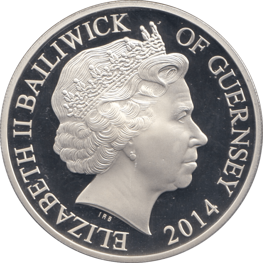 2014 SILVER PROOF SALUTING ARMED FORCES FIVE POUNDS GUERNSEY - SILVER WORLD COINS - Cambridgeshire Coins