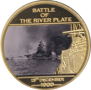 2014 WWII 75TH ANNIVERSARY MEDALLION BATTLE OF THE RIVER PLATE - WORLD COINS - Cambridgeshire Coins