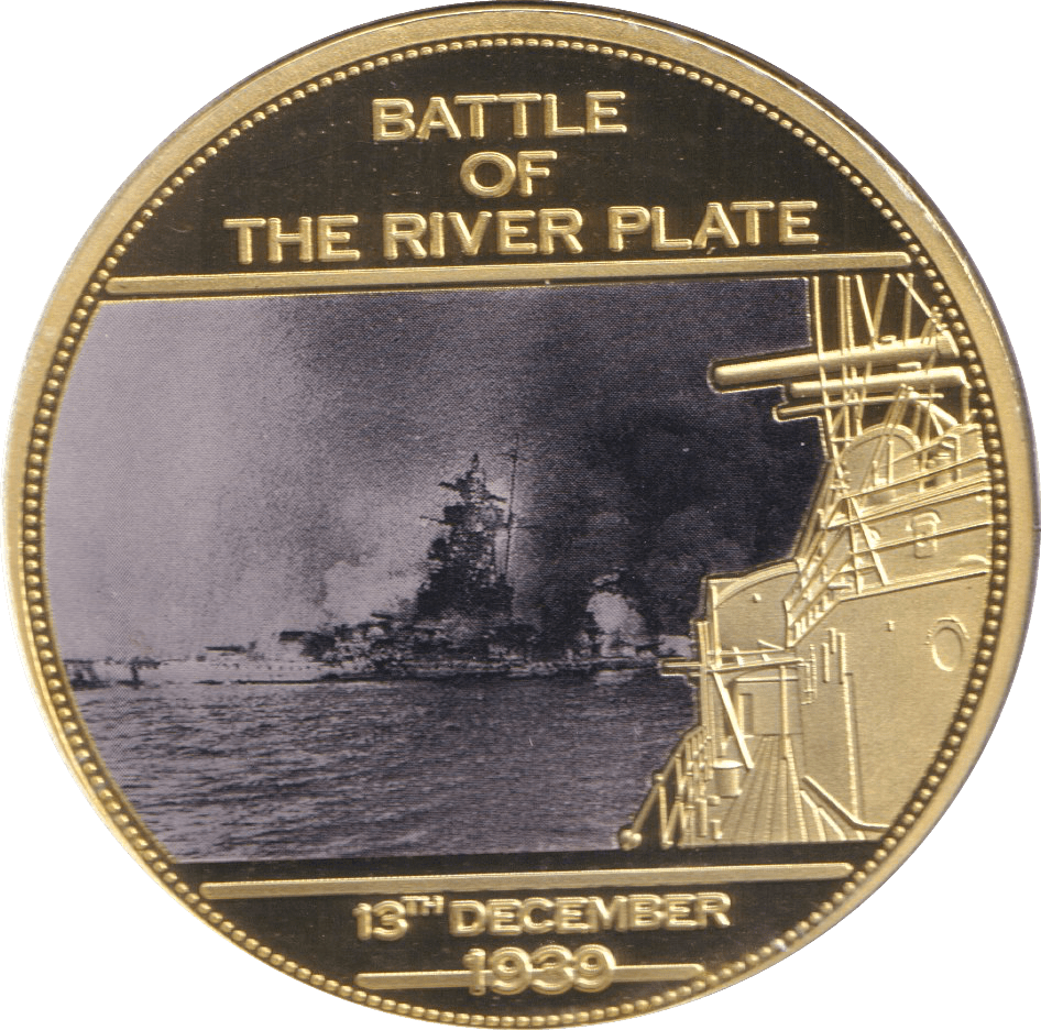 2014 WWII 75TH ANNIVERSARY MEDALLION BATTLE OF THE RIVER PLATE - WORLD COINS - Cambridgeshire Coins