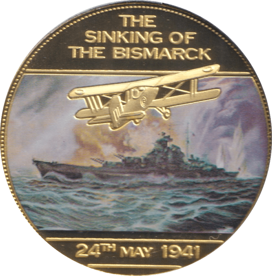 2014 WWII 75TH ANNIVERSARY MEDALLION THE SINKING OF THE BISMARCK - WORLD COINS - Cambridgeshire Coins