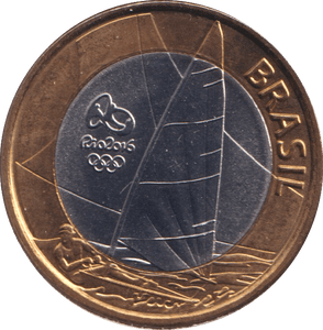 2015 1 REAL OLYMPIC SAILING BRAZIL - WORLD COINS - Cambridgeshire Coins