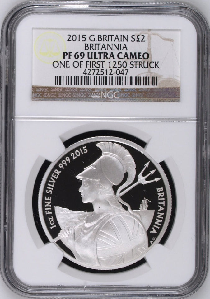 2015 £2 SILVER BRITANNIA ( NGC ) PF 69 ULTRA CAMEO - NGC SILVER COINS - Cambridgeshire Coins