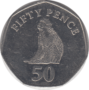 2015 BARBARY MONKEY 50P GIBRALTAR - WORLD COINS - Cambridgeshire Coins