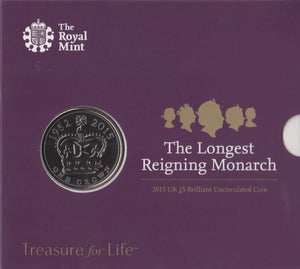 2015 BRILLIANT UNCIRCULATED £5 COIN PRESENTATION PACK THE LONGEST REIGNING MONARCH - £5 BU PACK - Cambridgeshire Coins