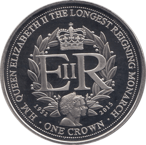 2015 GIBRALTAR LONGEST REIGNING MONARCH ONE CROWN ( PROOF ) - SILVER WORLD COINS - Cambridgeshire Coins