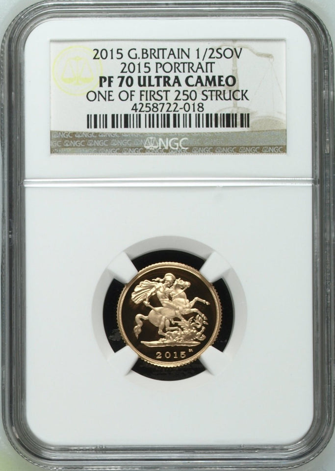 2015 GOLD 1/2 SOVEREIGN ( NGC ) PF 70 ULTRA CAMEO - NGC GOLD HALF SOVEREIGN - Cambridgeshire Coins