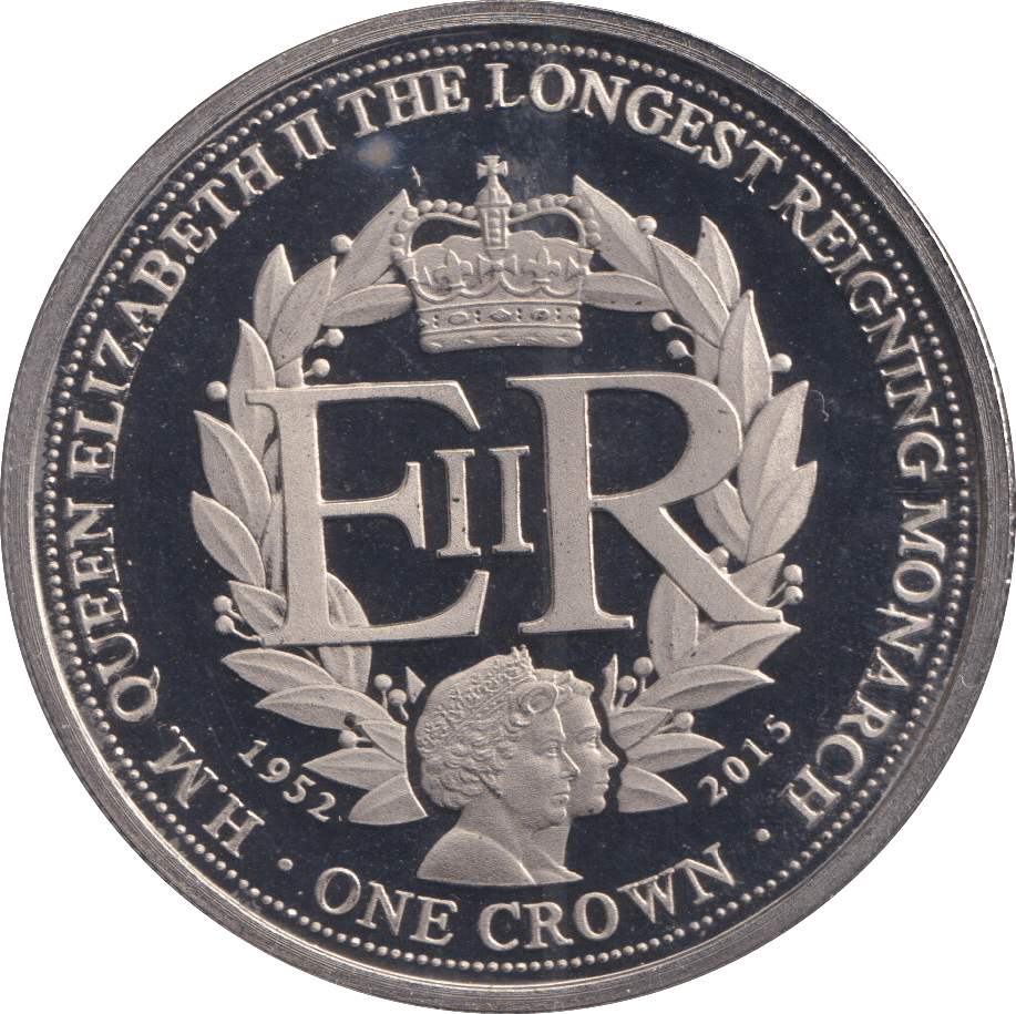 2015 ONE CROWN GIBRALTAR QUEEN ELIZABETH THE LONGEST REIGNING MONARCH - WORLD COINS - Cambridgeshire Coins