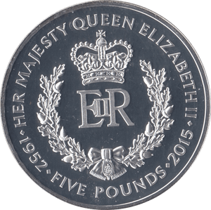 2015 PROOF SAPPHIRE JUBILEE 5 POUNDS TRISTAN DA CUNHA - WORLD COINS - Cambridgeshire Coins