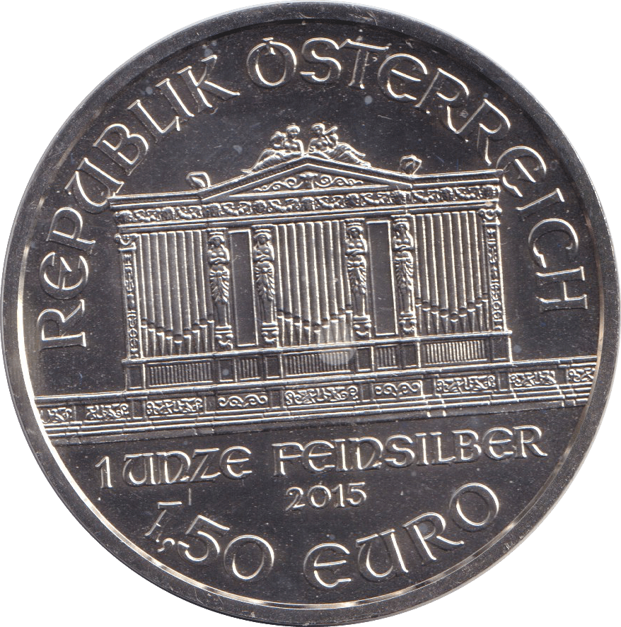2015 SILVER 1 OZ WIENER PHILHARMONIKER 1,50 EURO - SILVER WORLD COINS - Cambridgeshire Coins