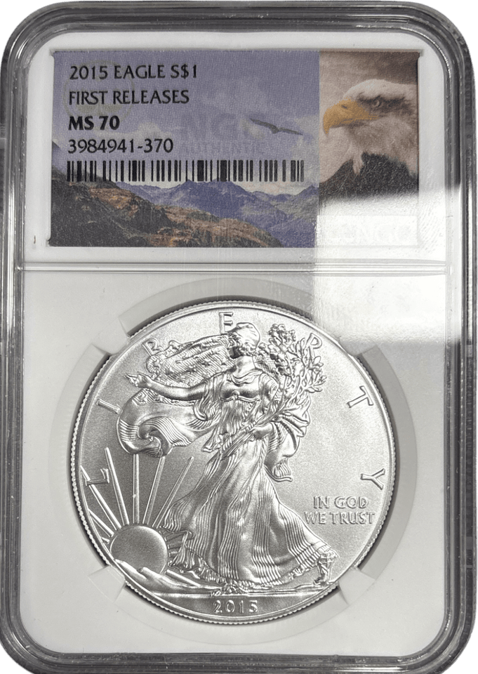 2015 SILVER EAGLE FIRST RELEASES NGC MS 70 USA REF - 1 - NGC SILVER COINS - Cambridgeshire Coins