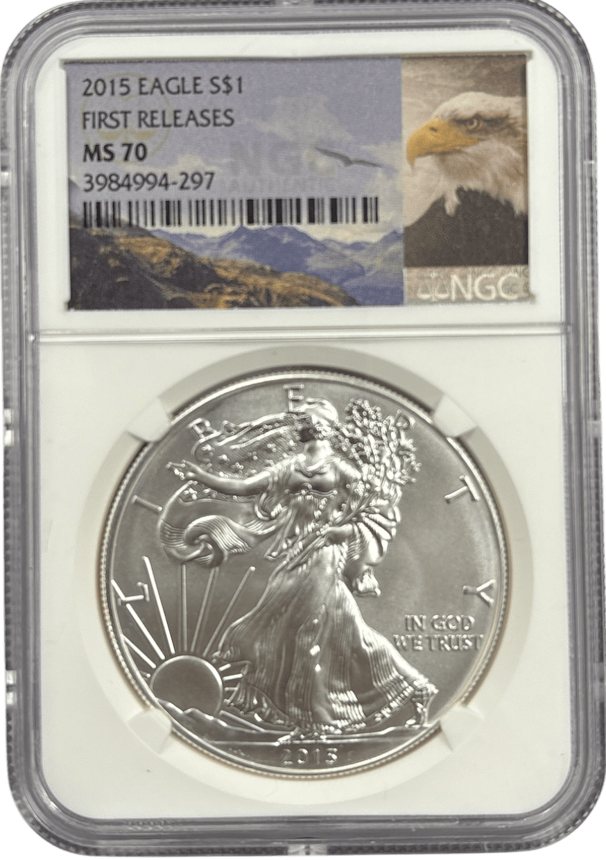 2015 SILVER EAGLE FIRST RELEASES NGC MS 70 USA REF - 3 - NGC SILVER COINS - Cambridgeshire Coins
