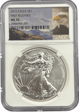 2015 SILVER EAGLE FIRST RELEASES NGC MS 70 USA REF - 3 - NGC SILVER COINS - Cambridgeshire Coins