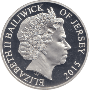 2015 SILVER PROOF FIVE POUND BAILIWICK OF JERSEY - SILVER WORLD COINS - Cambridgeshire Coins