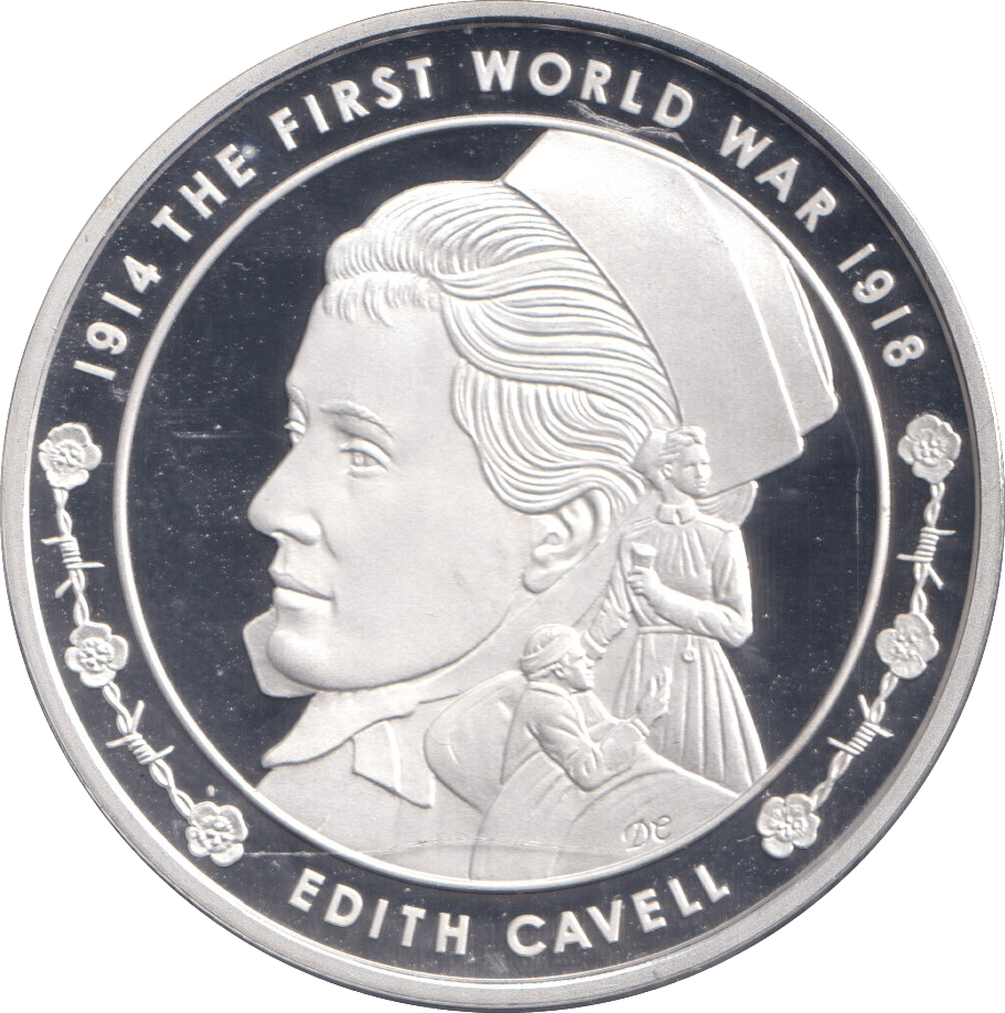 2015 SILVER PROOF FIVE POUND THE FIRST WORLD WAR EDITH CAVELL - SILVER WORLD COINS - Cambridgeshire Coins