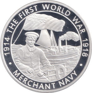 2015 SILVER PROOF FIVE POUND THE FIRST WORLD WAR MERCHANT NAVY - SILVER WORLD COINS - Cambridgeshire Coins