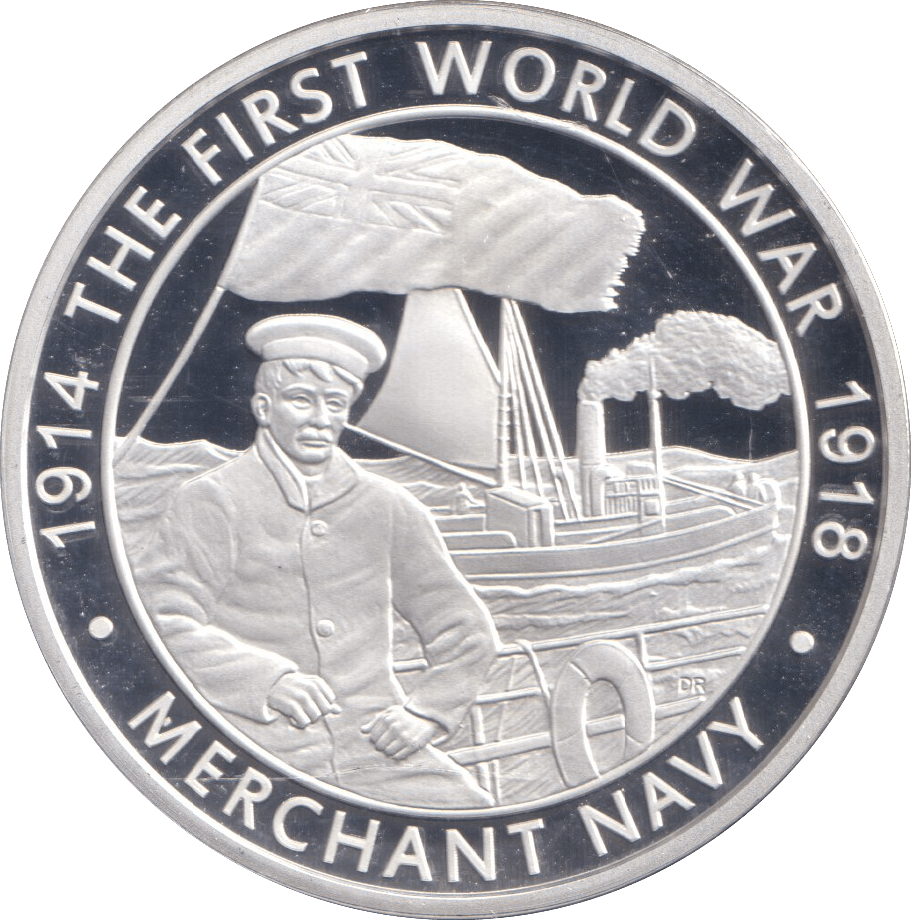 2015 SILVER PROOF FIVE POUND THE FIRST WORLD WAR MERCHANT NAVY - SILVER WORLD COINS - Cambridgeshire Coins