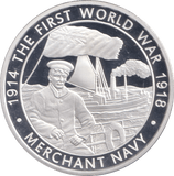 2015 SILVER PROOF FIVE POUND THE FIRST WORLD WAR MERCHANT NAVY - SILVER WORLD COINS - Cambridgeshire Coins