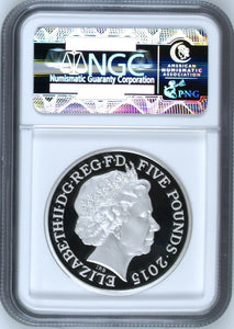 2015 SILVER PROOF FIVE POUNDS PIEDFORT CHURCHILL PF70 NGC ULTRA CAMEO - NGC SILVER COINS - Cambridgeshire Coins