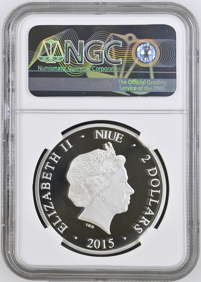 2015 SILVER PROOF NIUE TWO DOLLARS THE COLOSSEUM HOLOGRAM PF69 ULTRA CAMEO TOP POP - NGC SILVER COINS - Cambridgeshire Coins