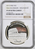 2015 SILVER PROOF NIUE TWO DOLLARS THE COLOSSEUM HOLOGRAM PF69 ULTRA CAMEO TOP POP - NGC SILVER COINS - Cambridgeshire Coins