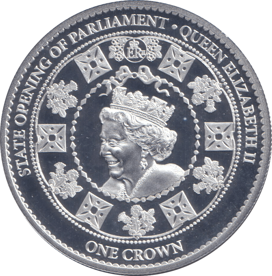 2015 SILVER PROOF ONE CROWN QUEEN ELIZABETH II STATE OPENING OF PARLIAMENT - SILVER WORLD COINS - Cambridgeshire Coins