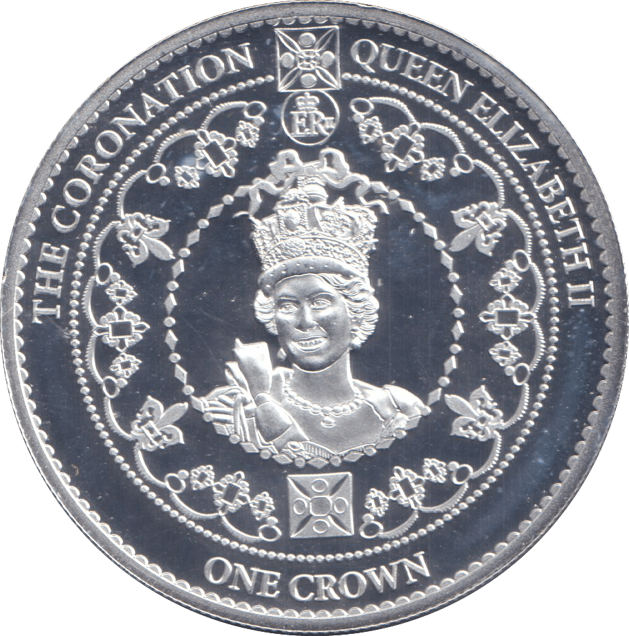 2015 SILVER PROOF ONE CROWN QUEEN ELIZABETH II THE CORONATION - SILVER WORLD COINS - Cambridgeshire Coins