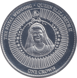 2015 SILVER PROOF ONE CROWN QUEEN ELIZABETH II THE ROYAL WEDDING - SILVER WORLD COINS - Cambridgeshire Coins