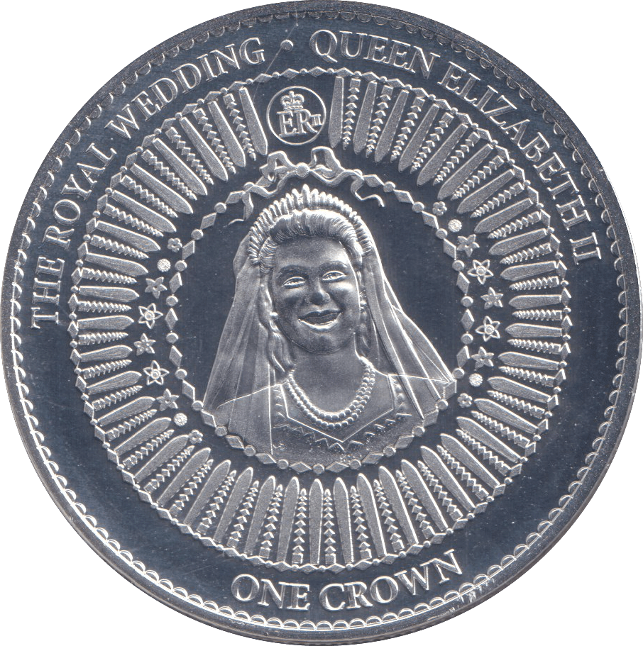 2015 SILVER PROOF ONE CROWN QUEEN ELIZABETH II THE ROYAL WEDDING - SILVER WORLD COINS - Cambridgeshire Coins