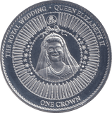 2015 SILVER PROOF ONE CROWN QUEEN ELIZABETH II THE ROYAL WEDDING - SILVER WORLD COINS - Cambridgeshire Coins