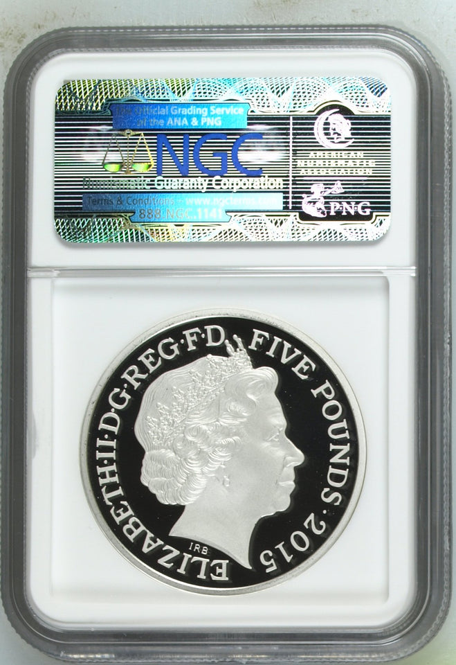 2015 SILVER PROOF £5 PIEDFORT SIR WINSTON CHURCHILL 50TH ANNIVERSARY OF DEATH NGC PF 70 ULTRA CAMEO - NGC SILVER COINS - Cambridgeshire Coins