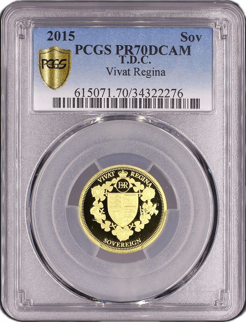 2015 T.D.C GOLD PROOF SOVEREIGN VIVAT REGINA ( PCGS ) PR70DCAM - NGC GOLD COINS - Cambridgeshire Coins