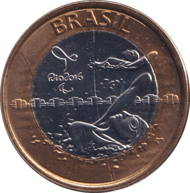 2016 1 REAL OLYMPIC SWIMMING BRAZIL - WORLD COINS - Cambridgeshire Coins