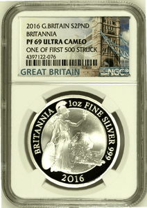 2016 £2 SILVER BRITANNIA ( NGC ) PF 69 ULTRA CAMEO - NGC SILVER COINS - Cambridgeshire Coins