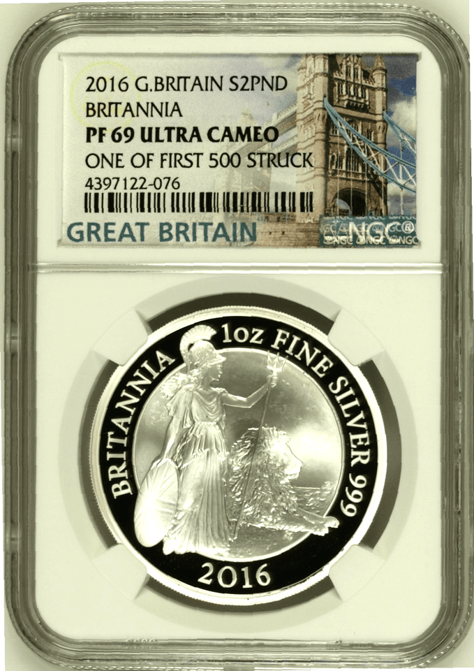 2016 £2 SILVER BRITANNIA ( NGC ) PF 69 ULTRA CAMEO - NGC SILVER COINS - Cambridgeshire Coins