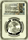 2016 £2 SILVER BRITANNIA ( NGC ) PF 69 ULTRA CAMEO - NGC SILVER COINS - Cambridgeshire Coins