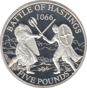 2016 £5 BATTLE OF HASTINGS GUERNSEY SILVER PROOF - SILVER WORLD COINS - Cambridgeshire Coins