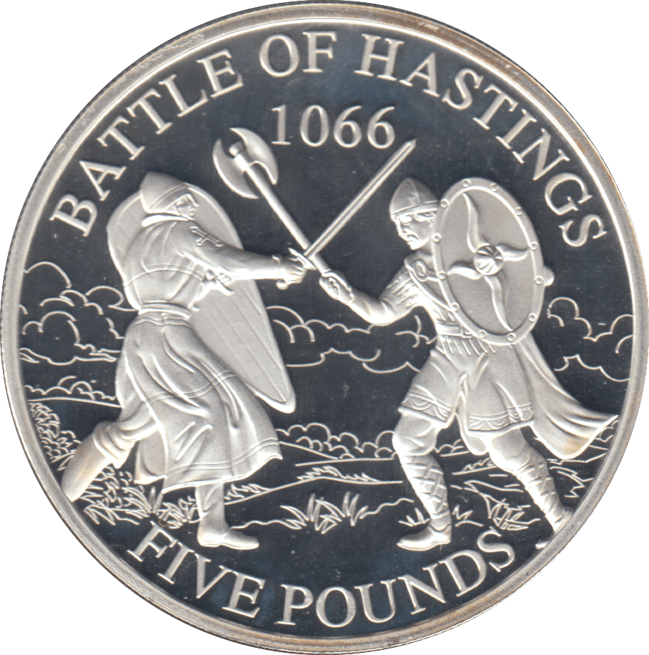 2016 £5 BATTLE OF HASTINGS GUERNSEY SILVER PROOF - SILVER WORLD COINS - Cambridgeshire Coins