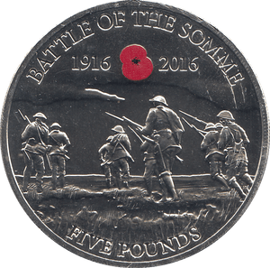 2016 5 POUNDS BATTLE OF THE SOMME COLOURED ( BU ) - WORLD COINS - Cambridgeshire Coins
