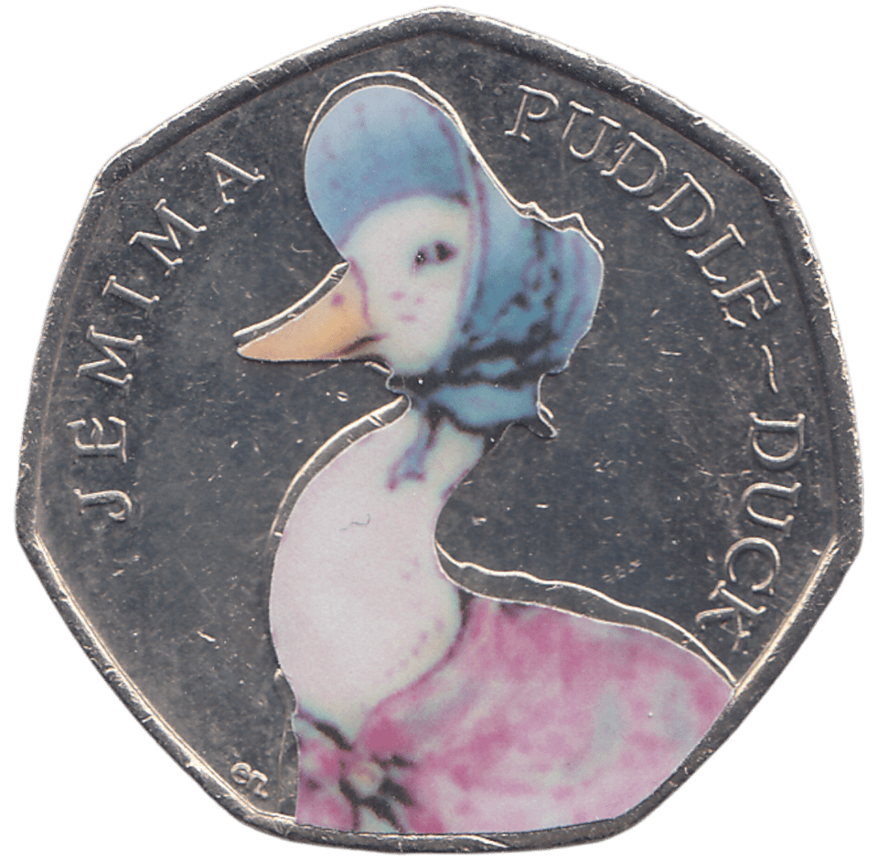 2016 50 PENCE JEMIMA PUDDLE DUCK COLOURED ( BU ) - WORLD COINS - Cambridgeshire Coins