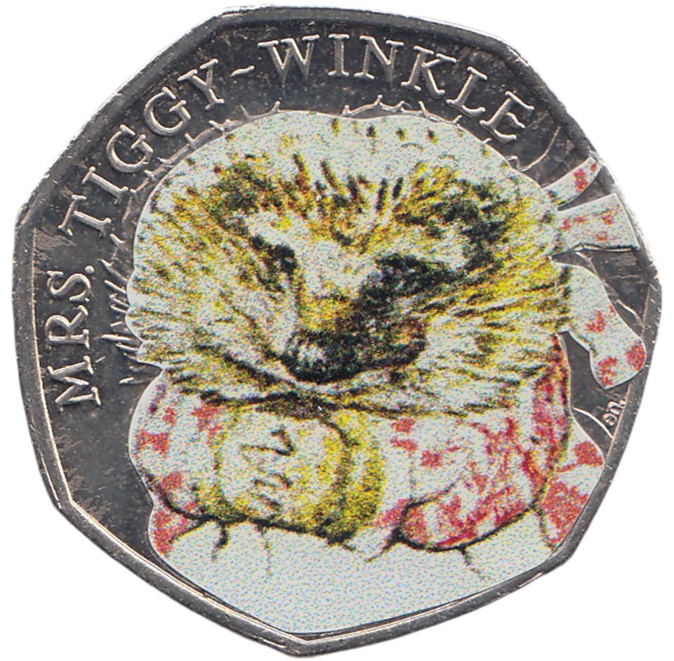 2016 50 PENCE MRS TIGGY WINKLE COLOURED ( BU ) - WORLD COINS - Cambridgeshire Coins