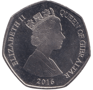 2016 50P BARBARY MONKEY GIBRALTAR - 50P REGIONAL ISSUES - Cambridgeshire Coins