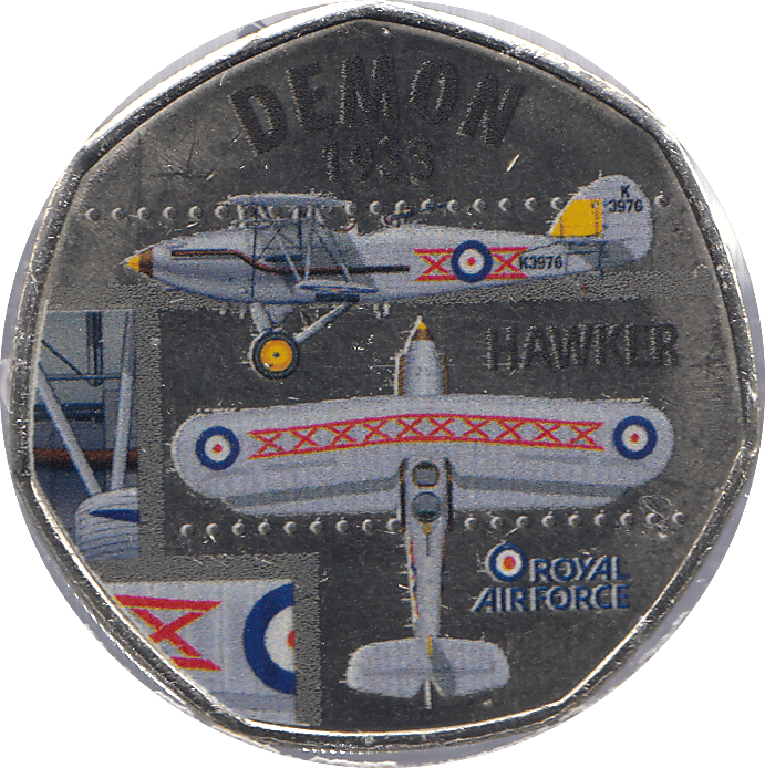 2016 50P SHAPED MEDALLION DEMON 1933 HAWKER - WORLD COINS - Cambridgeshire Coins