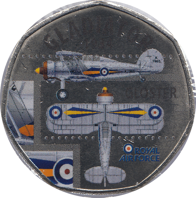 2016 50P SHAPED MEDALLION GLADIATOR 1934 RAF - WORLD COINS - Cambridgeshire Coins