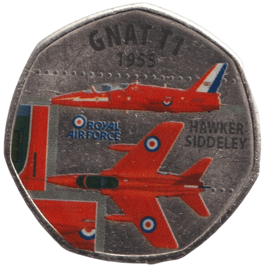 2016 50P SHAPED MEDALLION GNAT T1 1955 - 50P SHAPED COIN - Cambridgeshire Coins